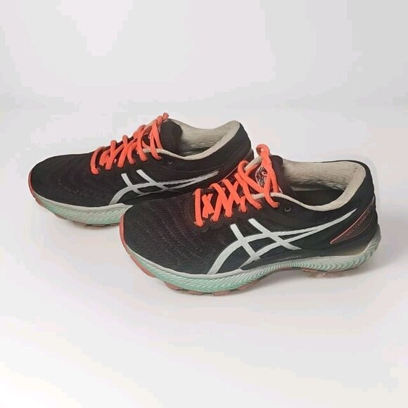 Women's ASICS GEL-Nimbus 22 Running Shoes 1012A587-003 Black/Bio Mint Size 7.5 - Picture 2 of 9